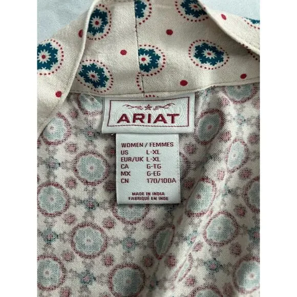 Ariat Mesquite Kimono Duster Womens Size L/XL Rust Blue Ivory Boho Festival - Picture 5 of 9